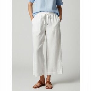 NEW Athleta Retreat Linen High Rise Wide Leg Pant in White Size Large